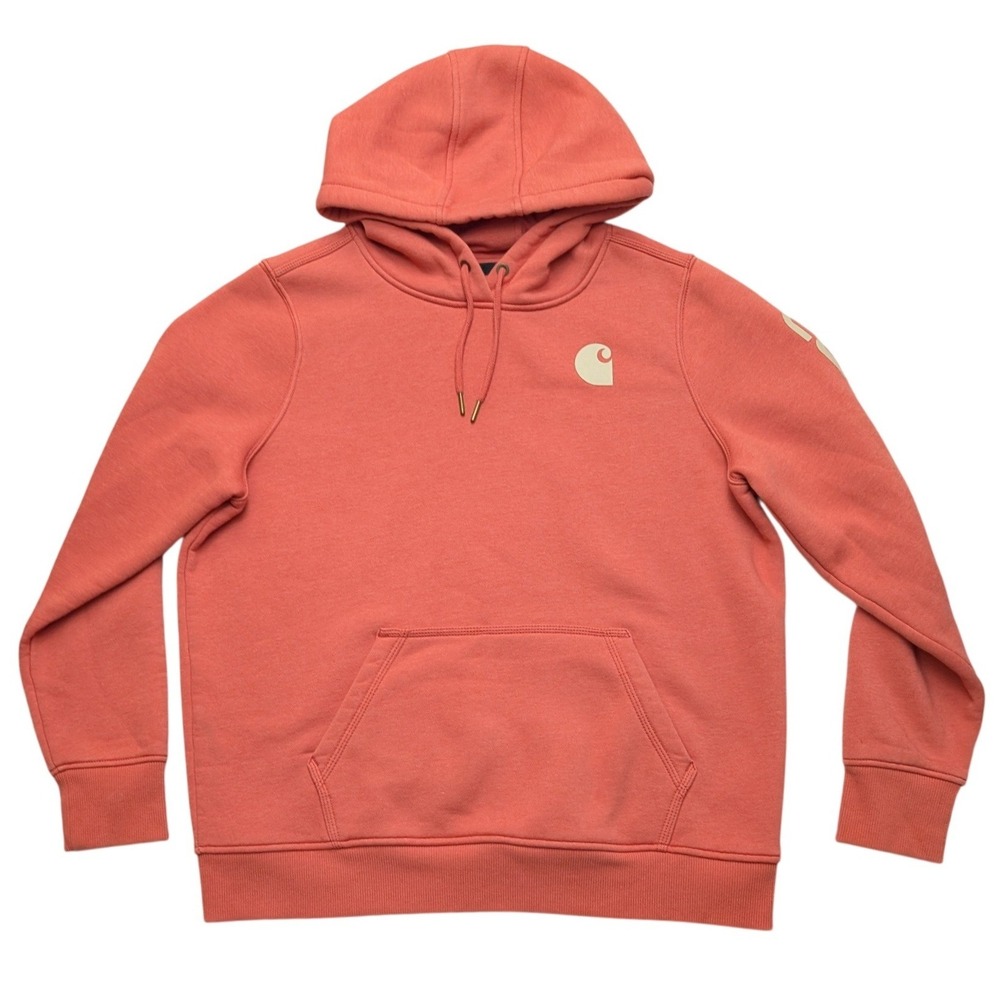 Carhartt Hoodie Kid's‎ Large 12-14 Coral Orange Relaxed Fit Pullover Sweatshirt